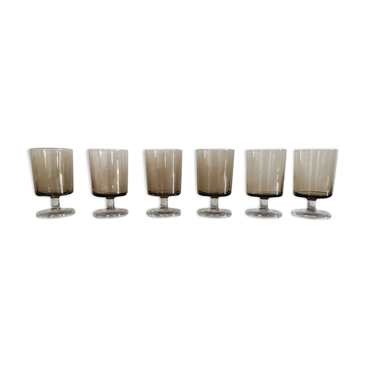 Set of 6 water glasses Cavalier Luminarc smoked vintage 70'S