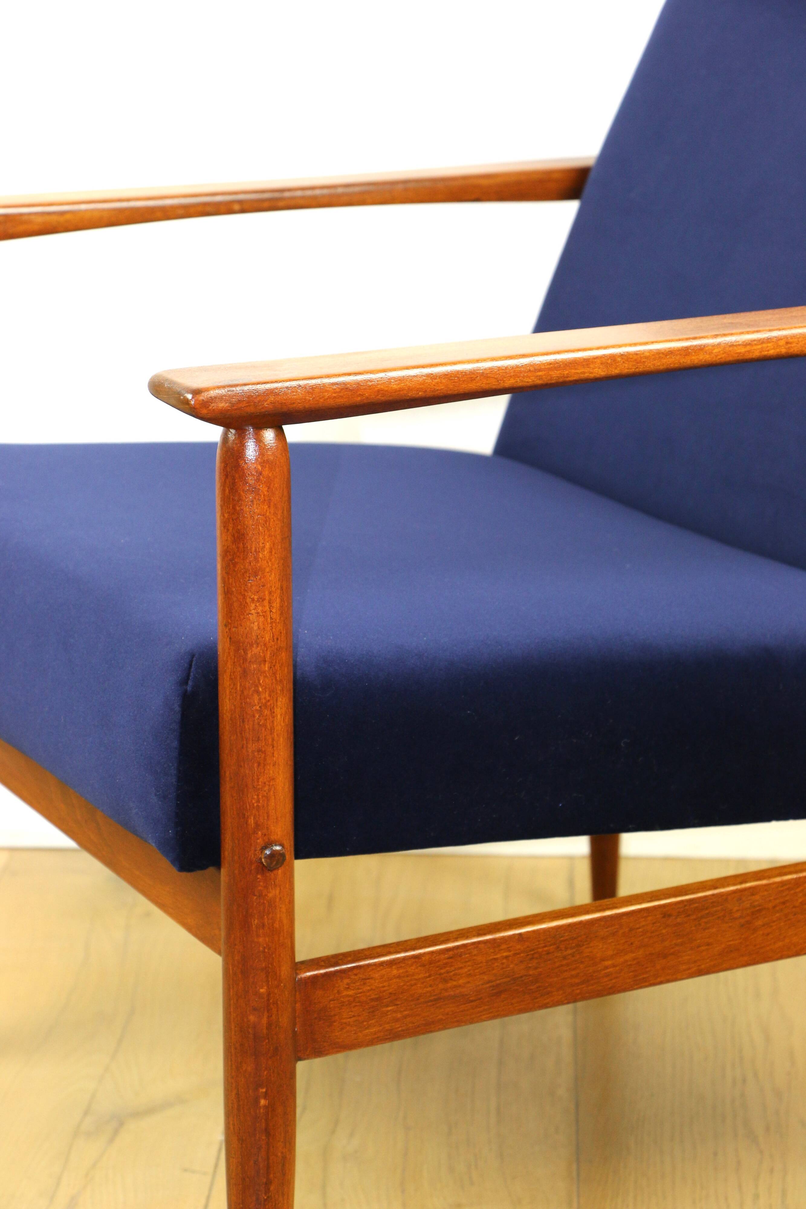 Vintage navy blue easy chair, 1970s
