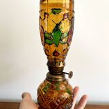Small Sail Boat Brand Oil Lamp from Hong Kong, Amber Brown Glass