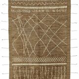 Handwoven Tribal One of a Kind 206 cm x 308 cm Brown Wool Carpet