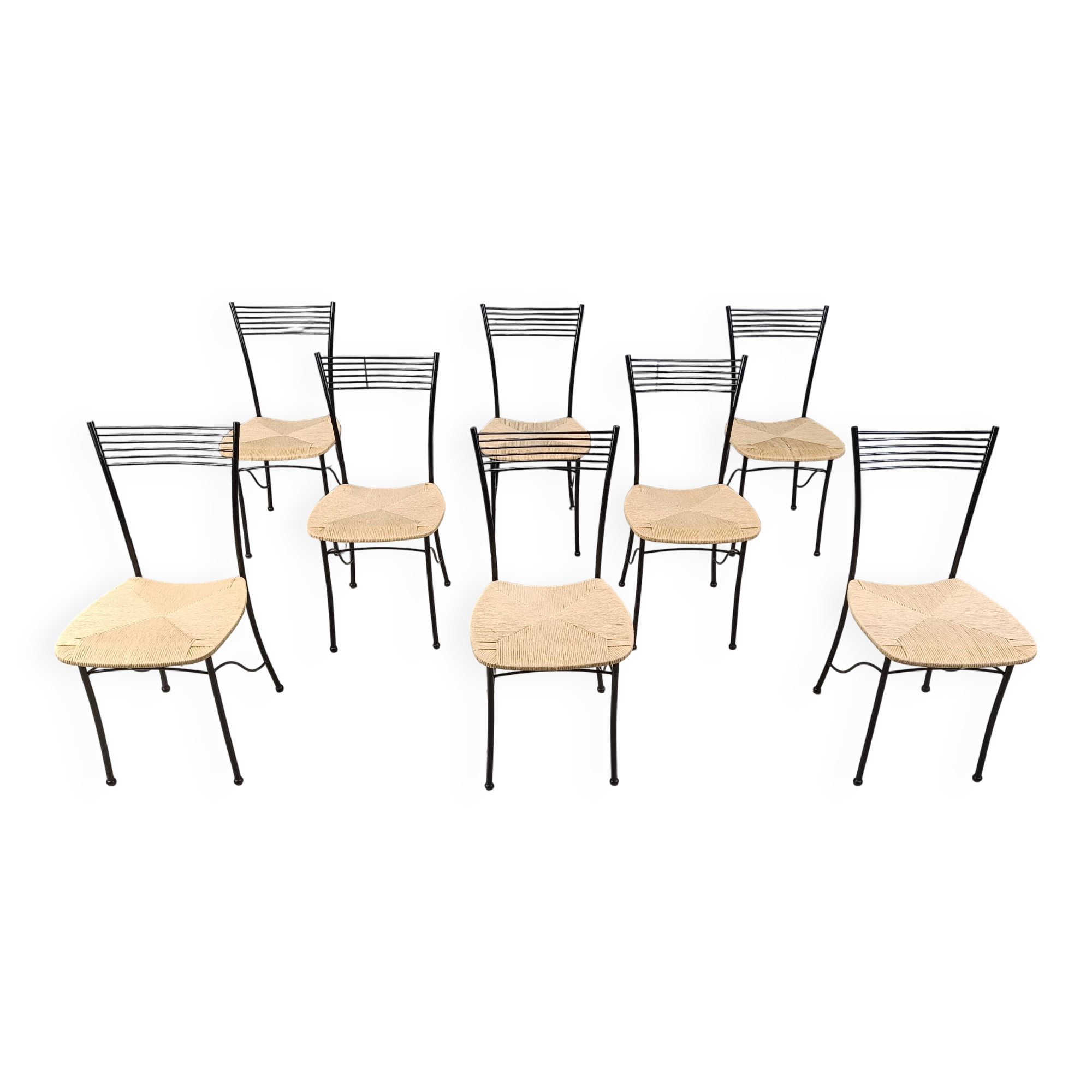 Vintage black metal and wicker italian bistro chairs.  Beautiful, elegant i