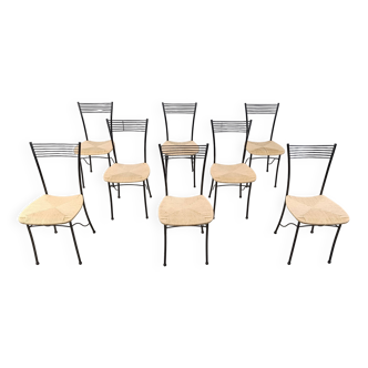 Vintage black metal and wicker italian bistro chairs.  Beautiful, elegant i