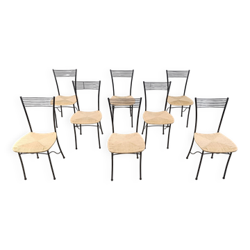 Vintage black metal and wicker italian bistro chairs.  Beautiful, elegant i