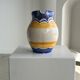 Large blue and yellow hand painted carafe H:20cm