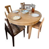 Table à manger extensible ovale Art Déco en bois