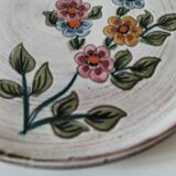 Assiette grès émaillé motif floral