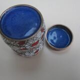 Tall cloisonné enamel box decorated with birds