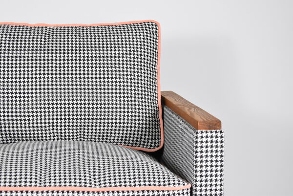 Fauteuil original du milieu du siècle, années 1970, restauré, pied de poule