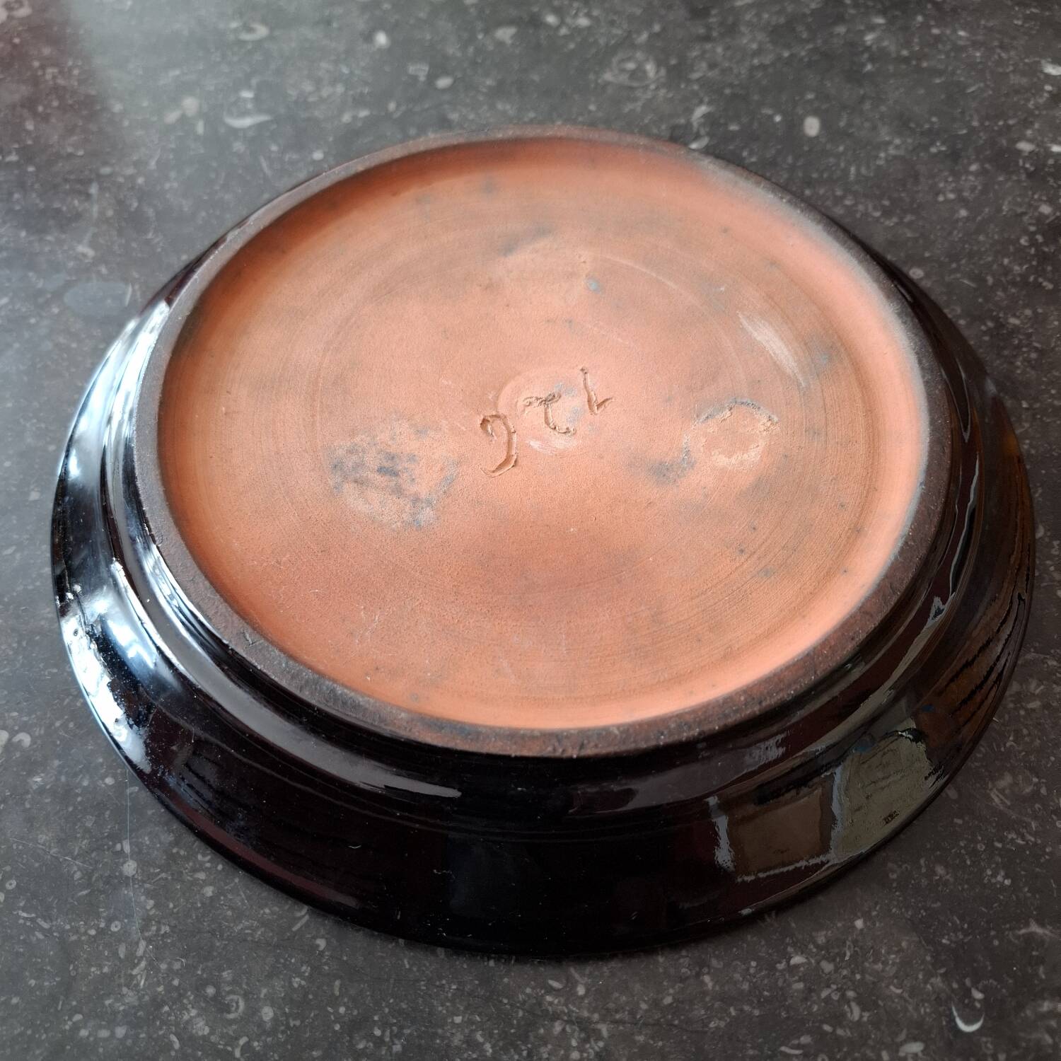 Vintage glazed terracotta deep dish