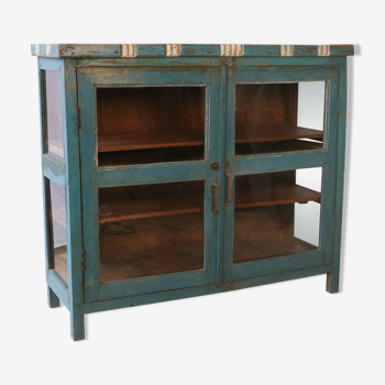 Old glazed sideboard in original blue patina Burmese teak