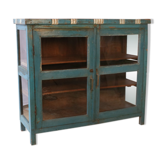 Old glazed sideboard in original blue patina Burmese teak