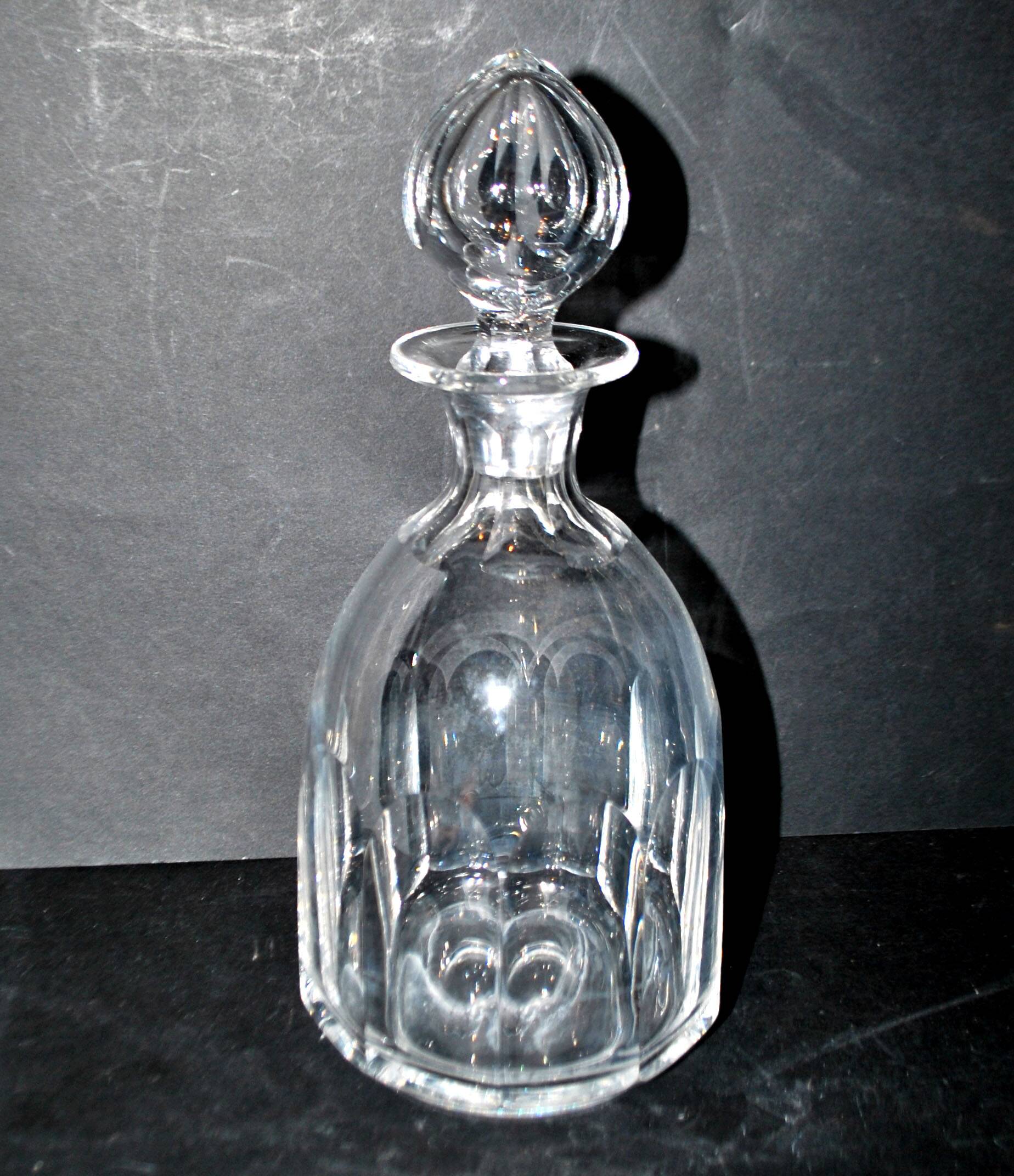 Saint-louis bristol flat-ribbed cut crystal whisky decanter? h25.5cm