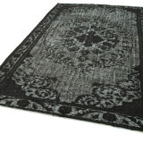 Hand-knotted vintage turkish 1970s 191 cm x 293 cm black rug