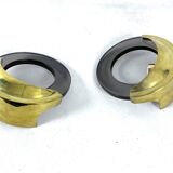 Mid-Century Modern pair of brass and thick smoked glass sconces. Italy 1970s