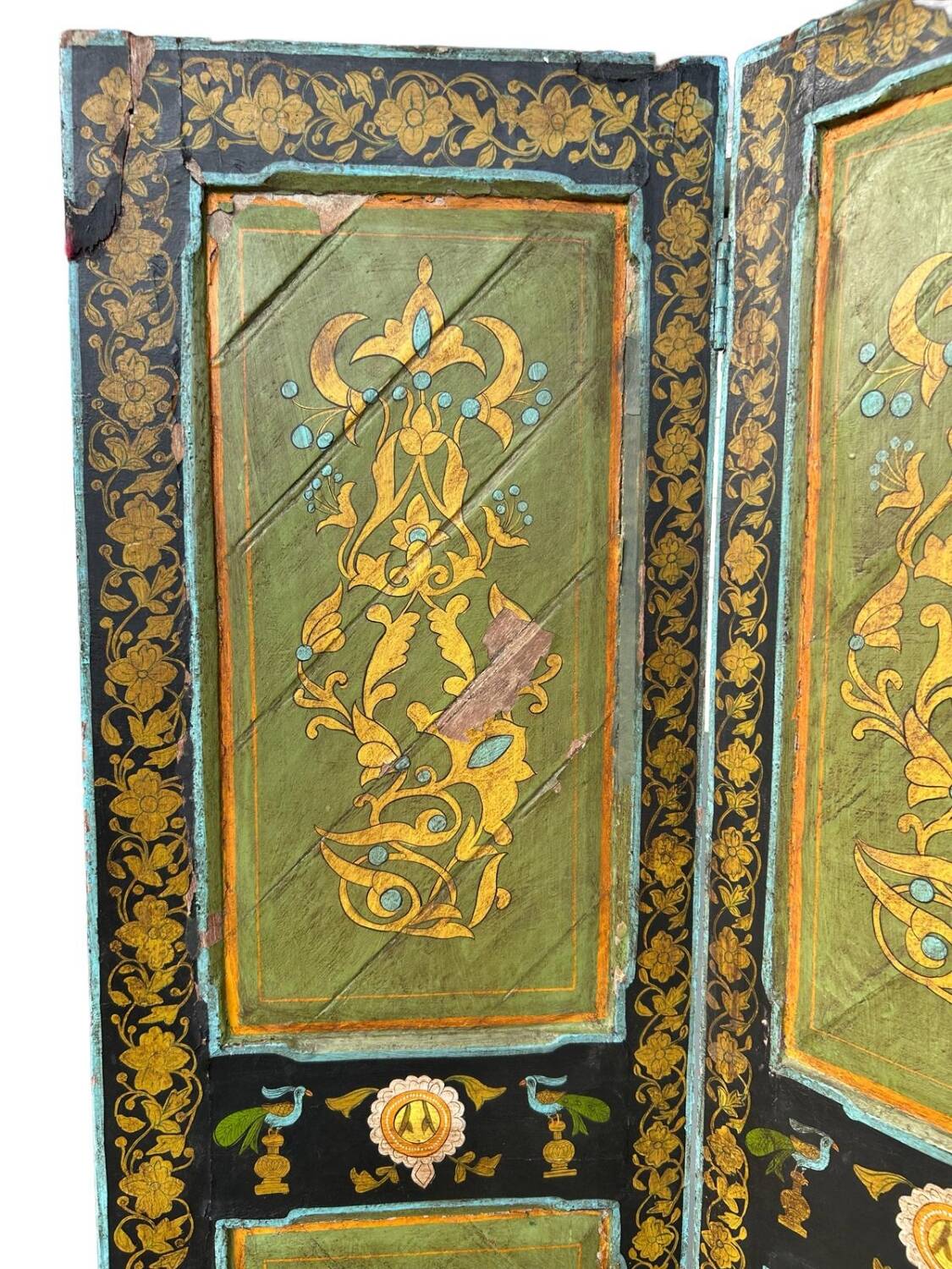 Painted Wooden Screen India 19th H 206 XL 171 Cm