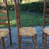 Vintage mulched chairs with high oak backrests with turned legs