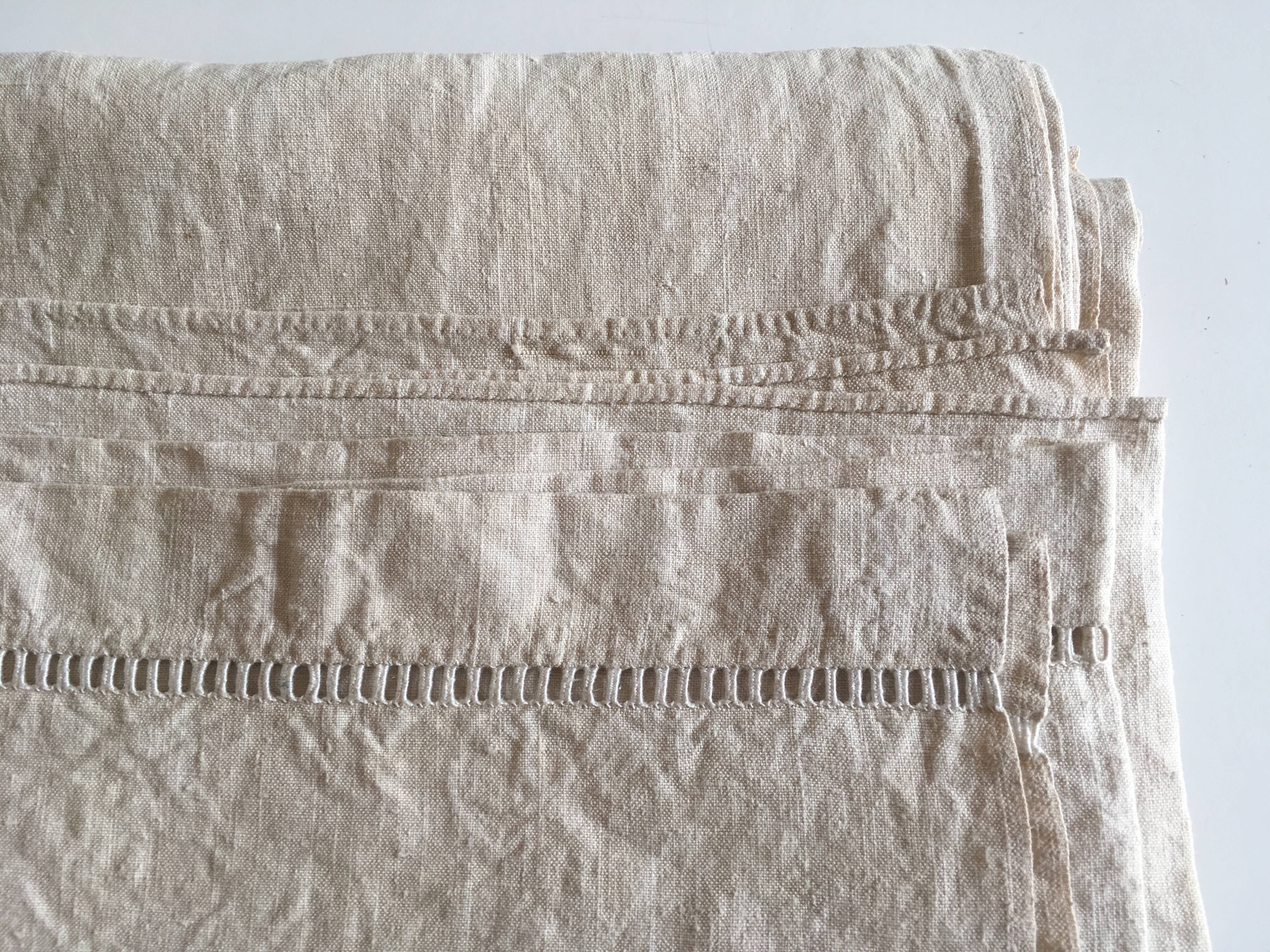 Table cloth reserves of large ivory raw linen kit 280cm