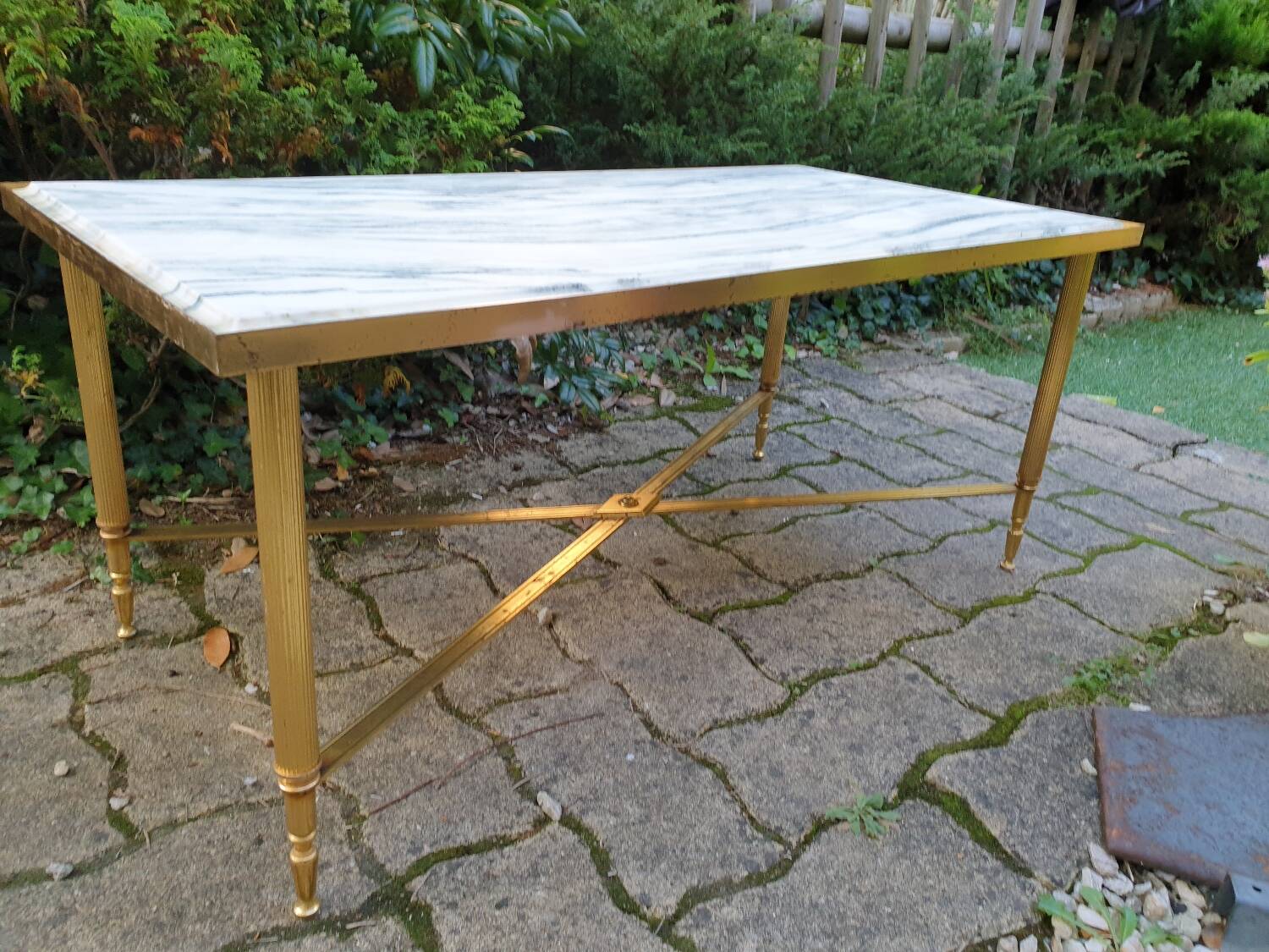 Marble and brass coffee table