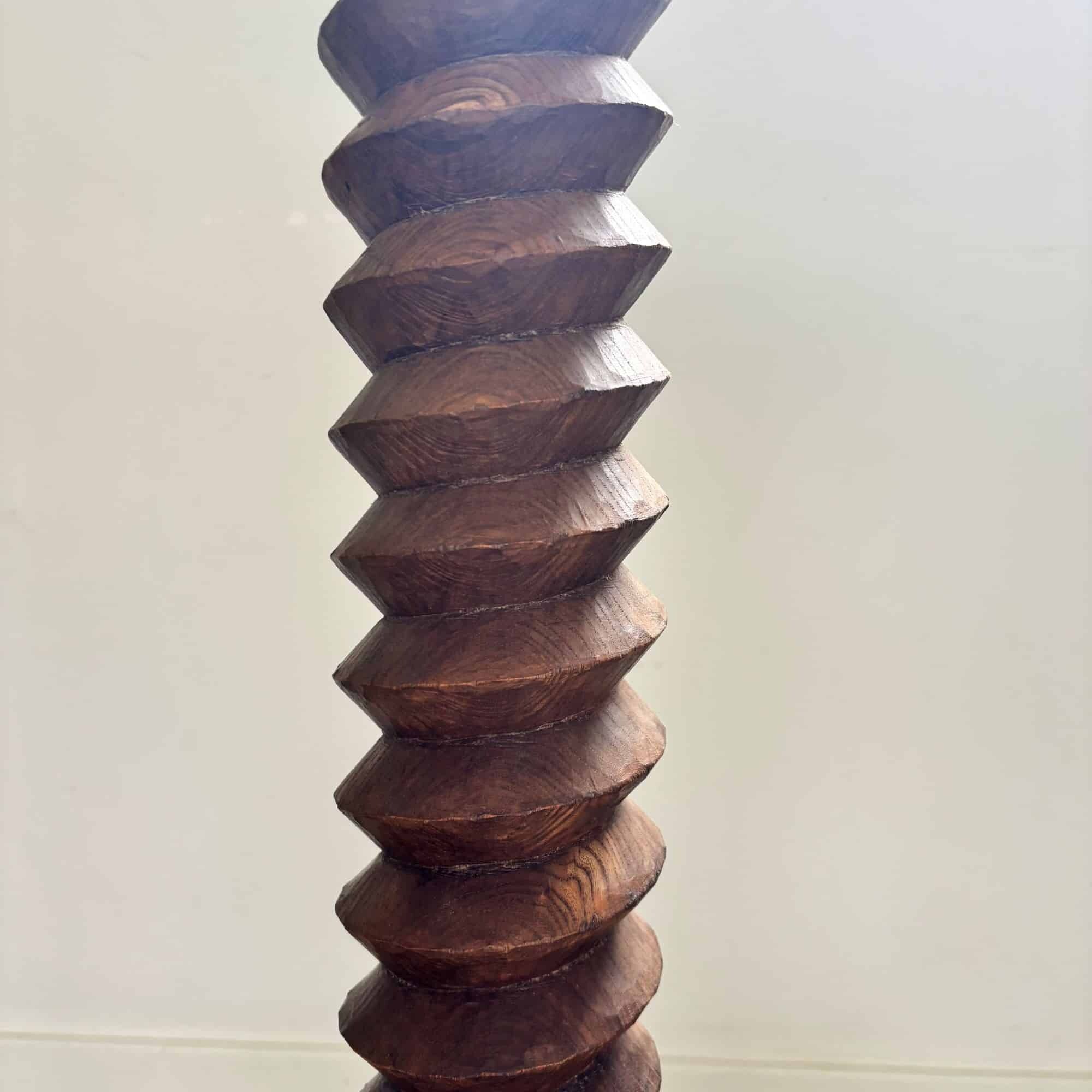 Brutalist hand-carved wooden pedestal, France