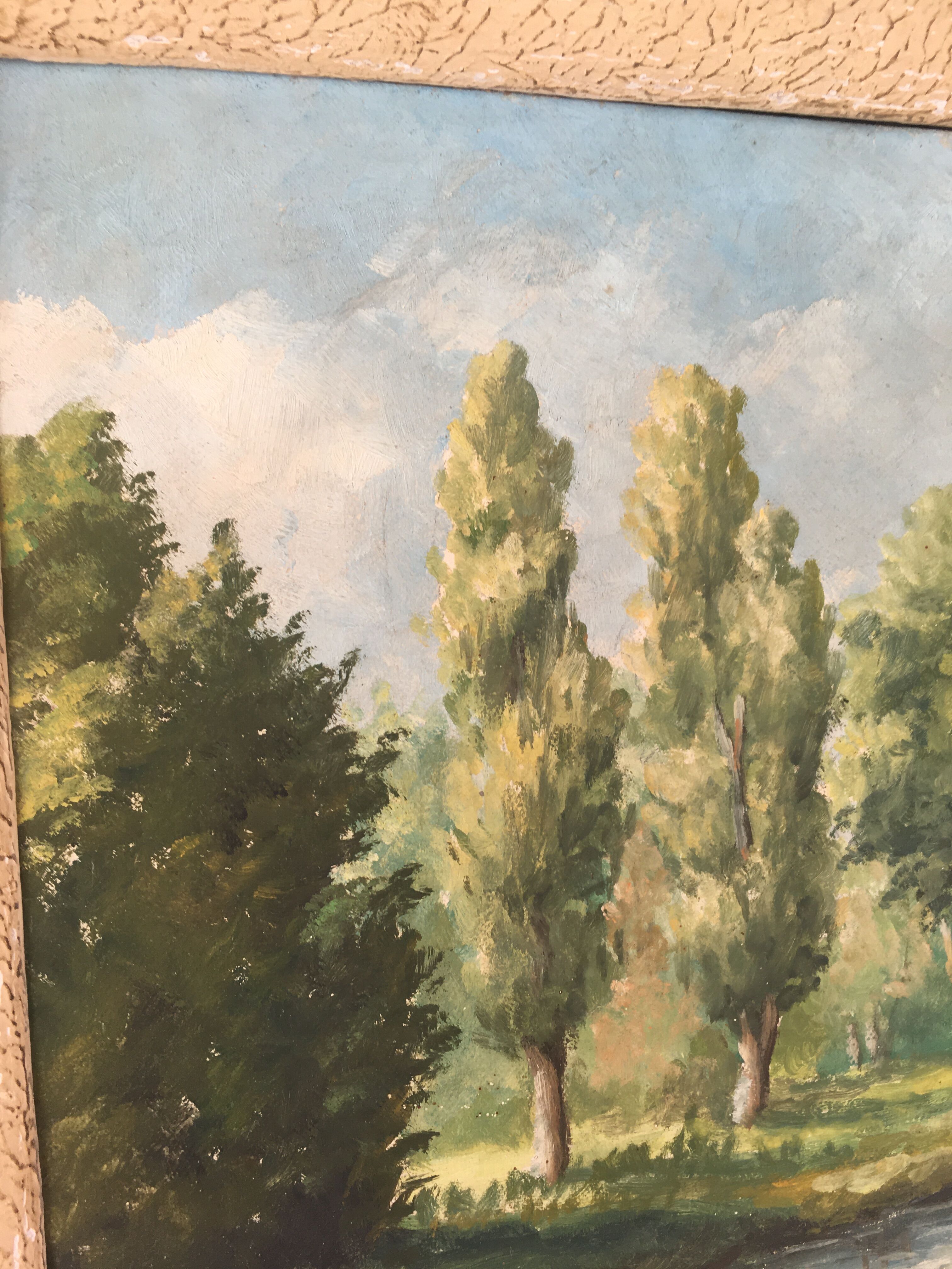 Landscape painting at the river