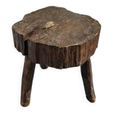 Vintage rustic French stool in real solid wood