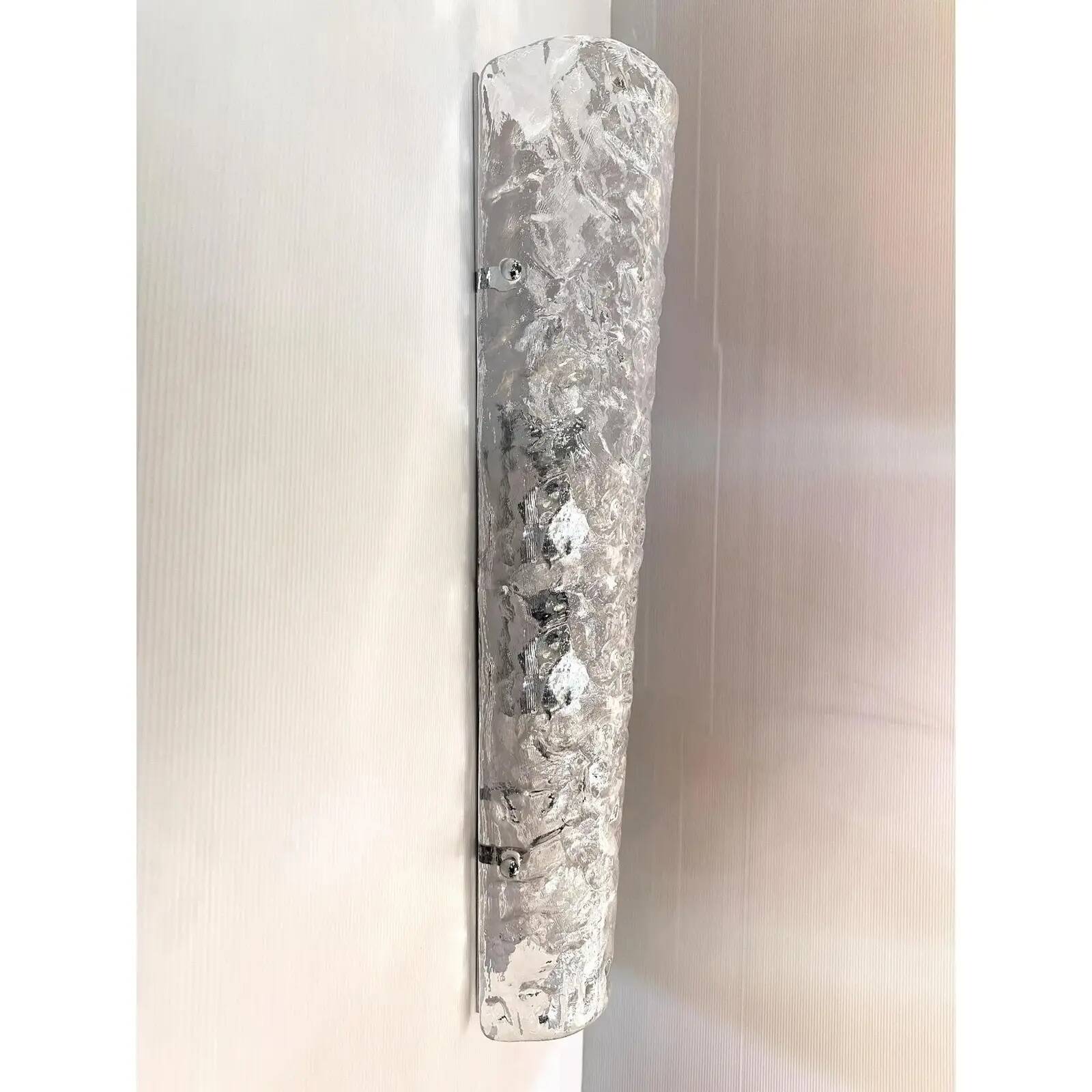 Elegant Transparent Hammered Glass Wall Sconces with Italian Murano Influen