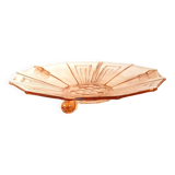 Art Deco pressed molded pink glass fruit bowl Diameter 30 cm.