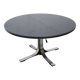 Round table rises and lowers Osvaldo Borsani black and chrome with extension