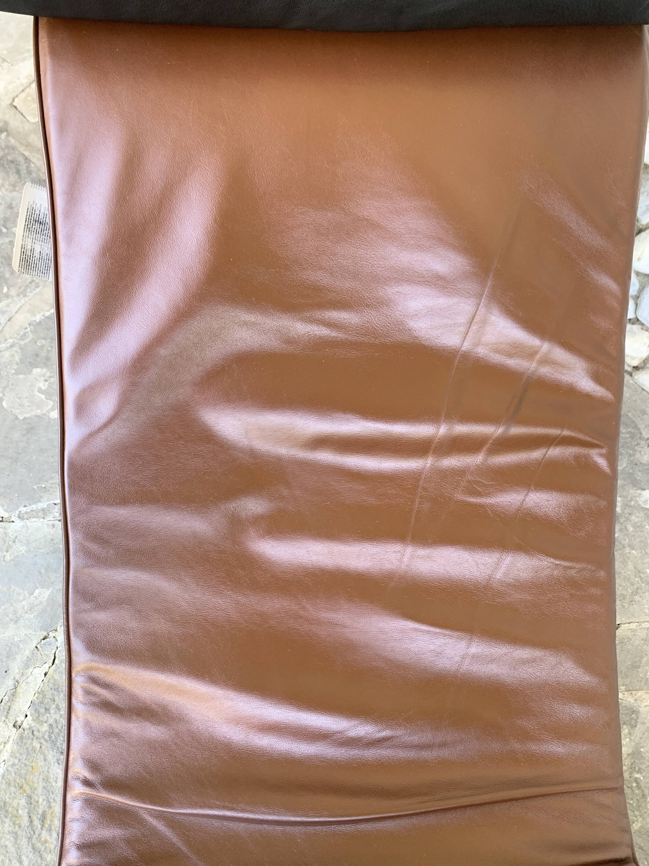 LC4 brown leather by Le Corbusier, Jeanneret & Perriand, Cassina, 1980