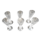 6 Baccarat crystal champagne flutes / Saint Louis / 8 facets