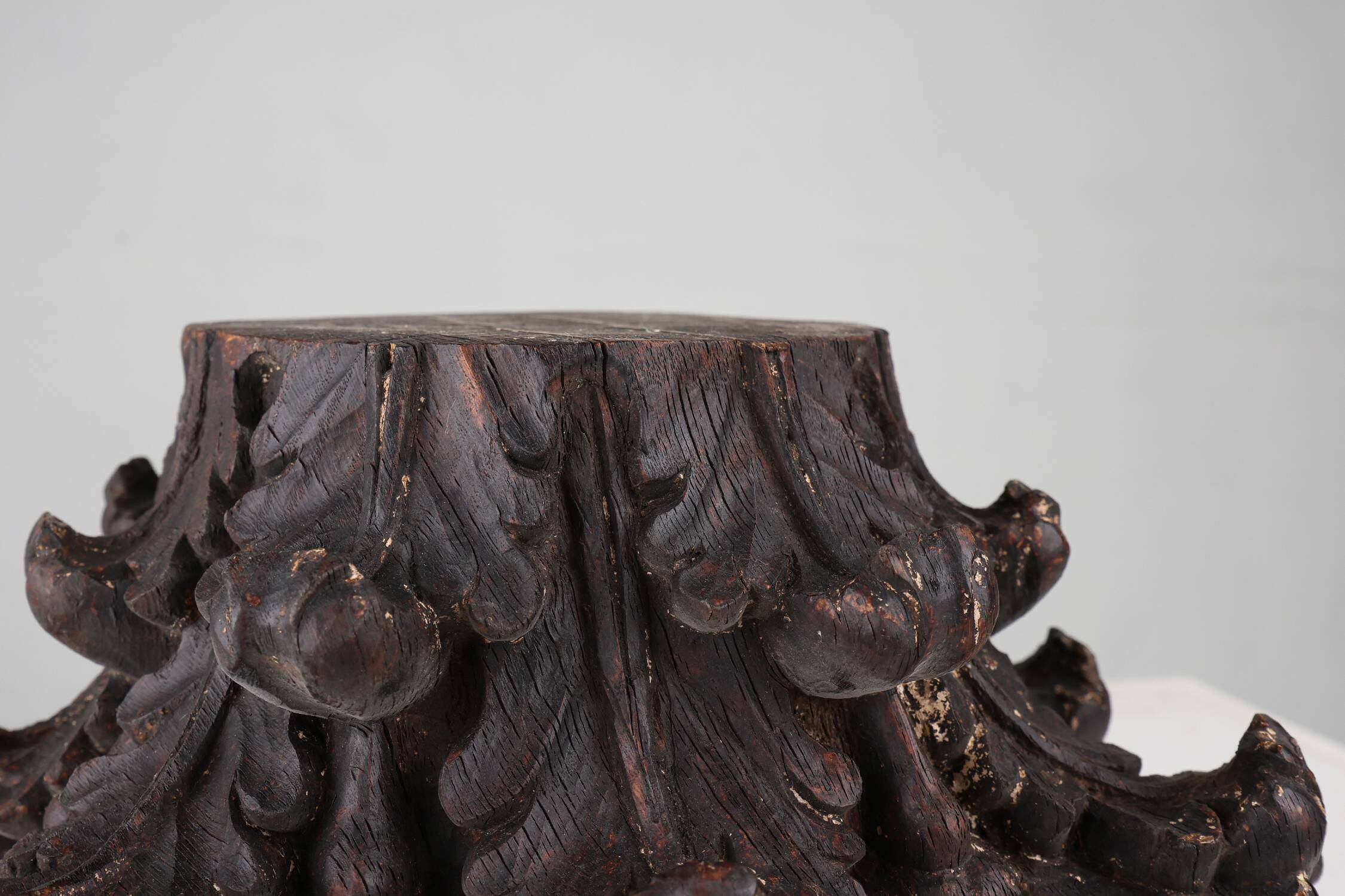 An ancient hand carved Corinthian column capital, France, 18th century