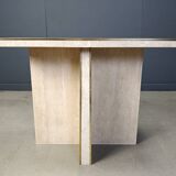 Console vintage en travertin et laiton, années 1970