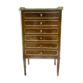 Chiffonnier /semainier en Acajou et loupe Époque XIX siècle