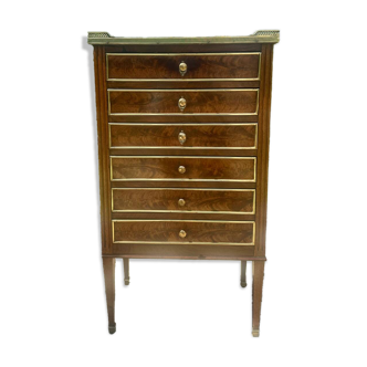 Chiffonnier /semainier en Acajou et loupe Époque XIX siècle
