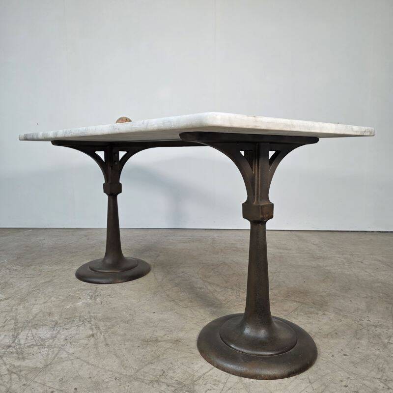 Superb cast iron and Carrara marble display table from a chocolate factory circa 1900
