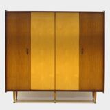 Armoire vintage à 4 portes, design moderne du milieu du siècle, en érable et teck, années 1950