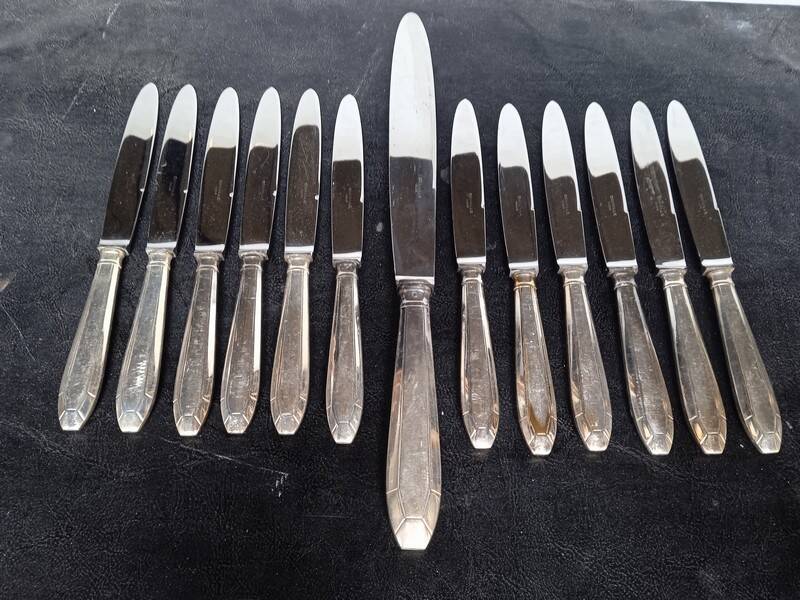 12 + 1 Orbrille knife silver metal art deco period