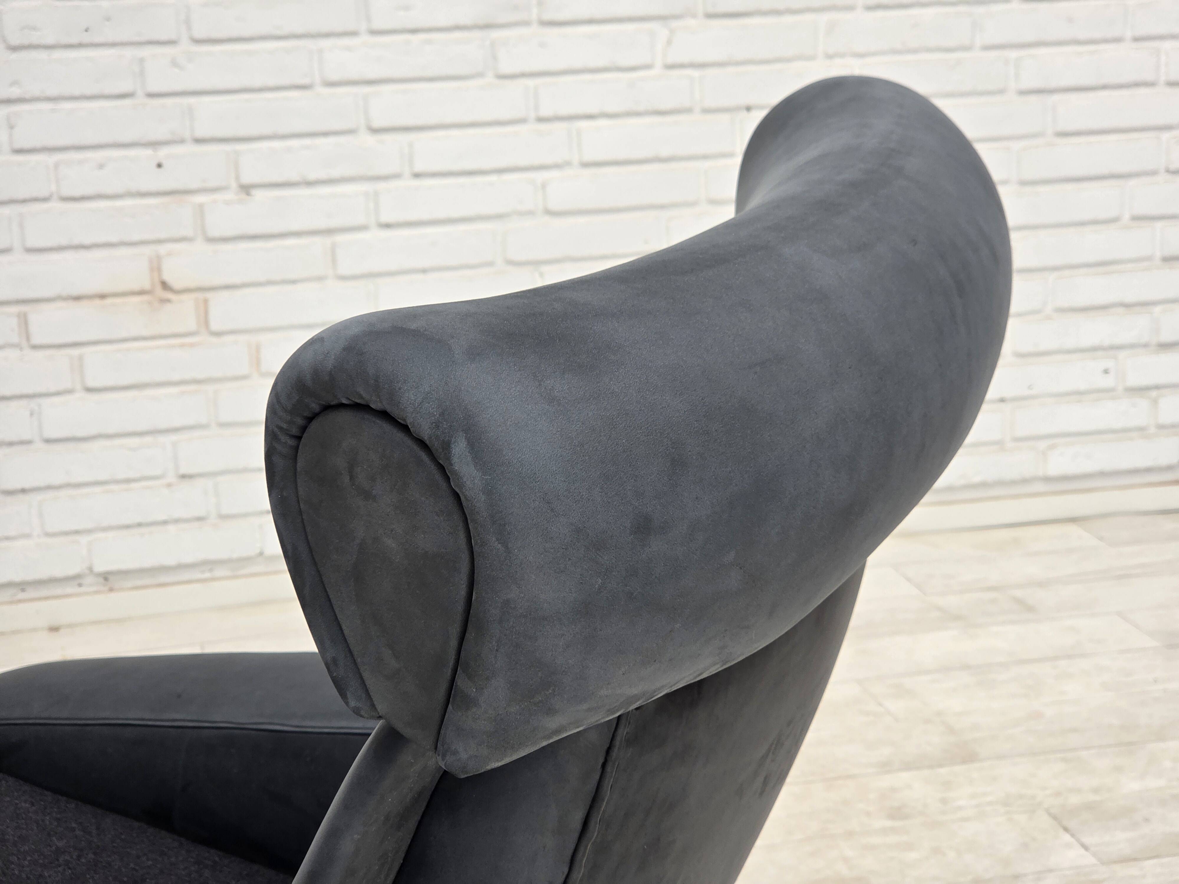 1970s, Danish design by Illum Wikkelsø, reupholstered armchair, leather.