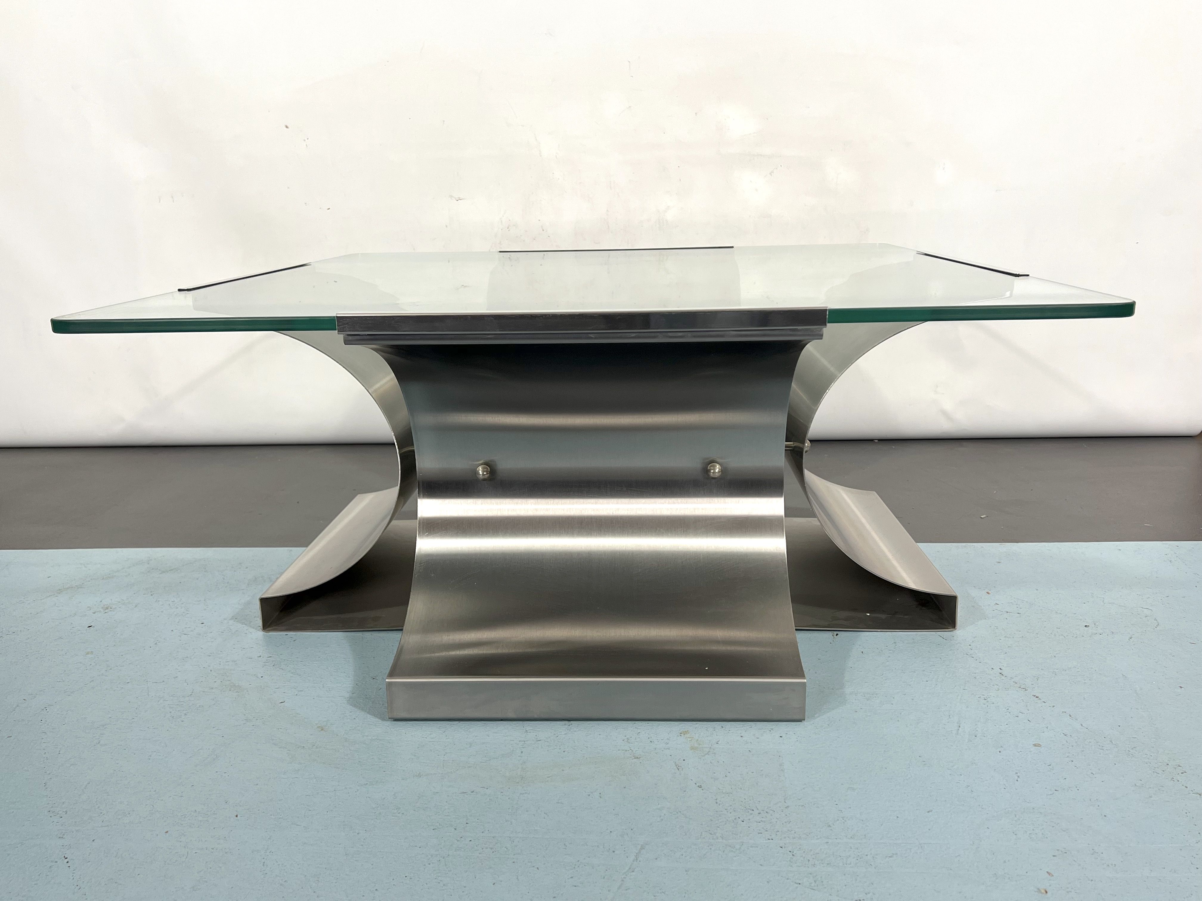 Coffee table in brushed steel 1970