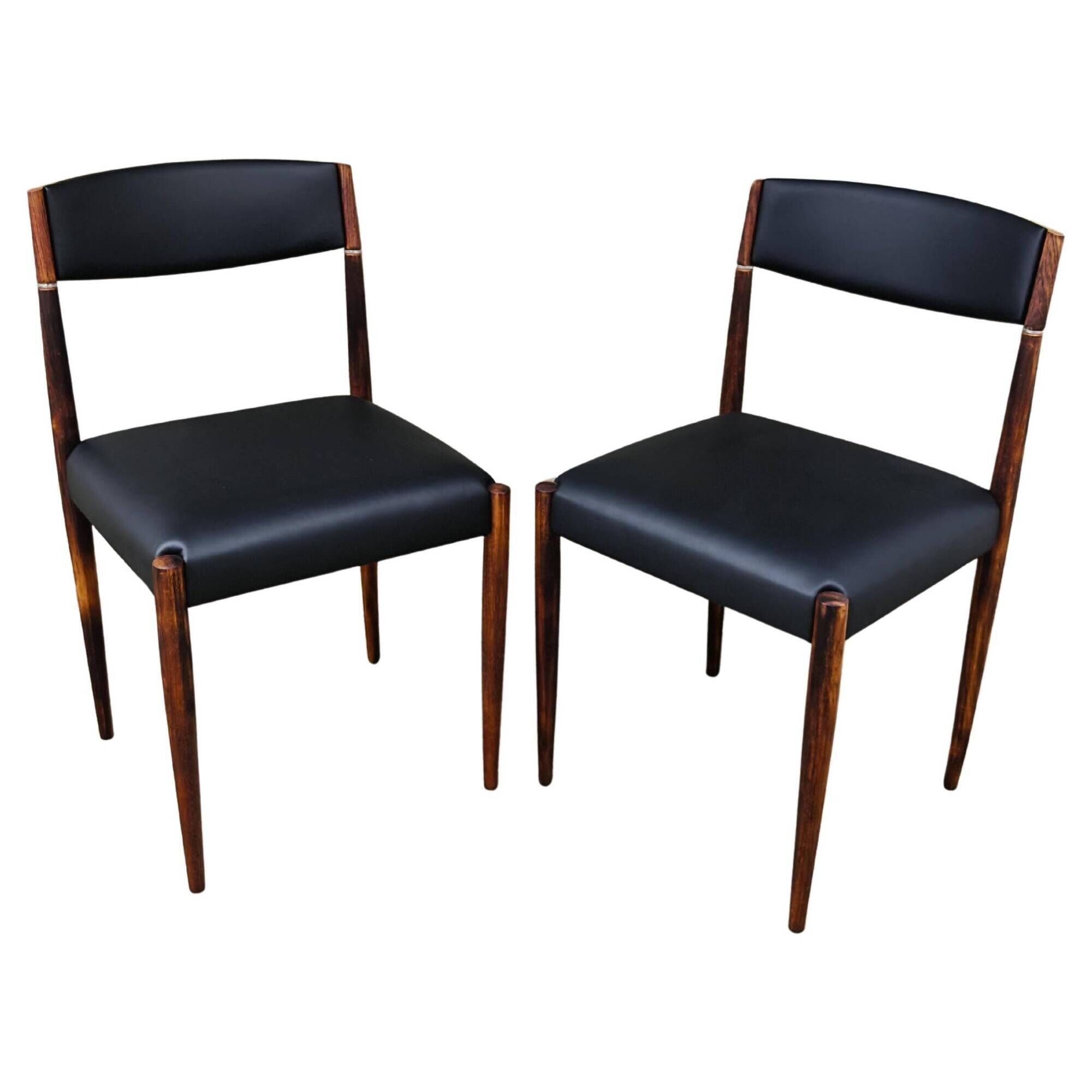 Paire de chaises salle à manger MCM palissandre cuir Danemark 1960