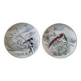 Pair of vintage Franklin Japanese hand-painted porcelain plates