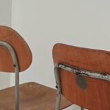 Set of 6 metal and wood school chairs  
Former Czechoslovakia 1960