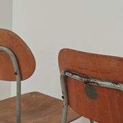 Set of 6 metal and wood school chairs  
Former Czechoslovakia 1960