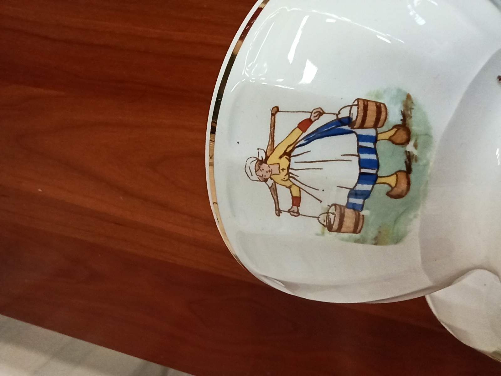 Set 6 bowls cow creamer semi porcelain old