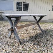 Table ferme  vintage en bois 2m, pieds en x
