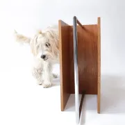 Mid-century modern magazine rack, teak and chrome, 1960s