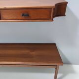 Entryway Set of Wall Mirror, Walnut Console and Bench by Brugnoli, Italy