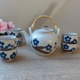 Stoneware teapot set and bohemian style cup bowls vintage from the 1970s