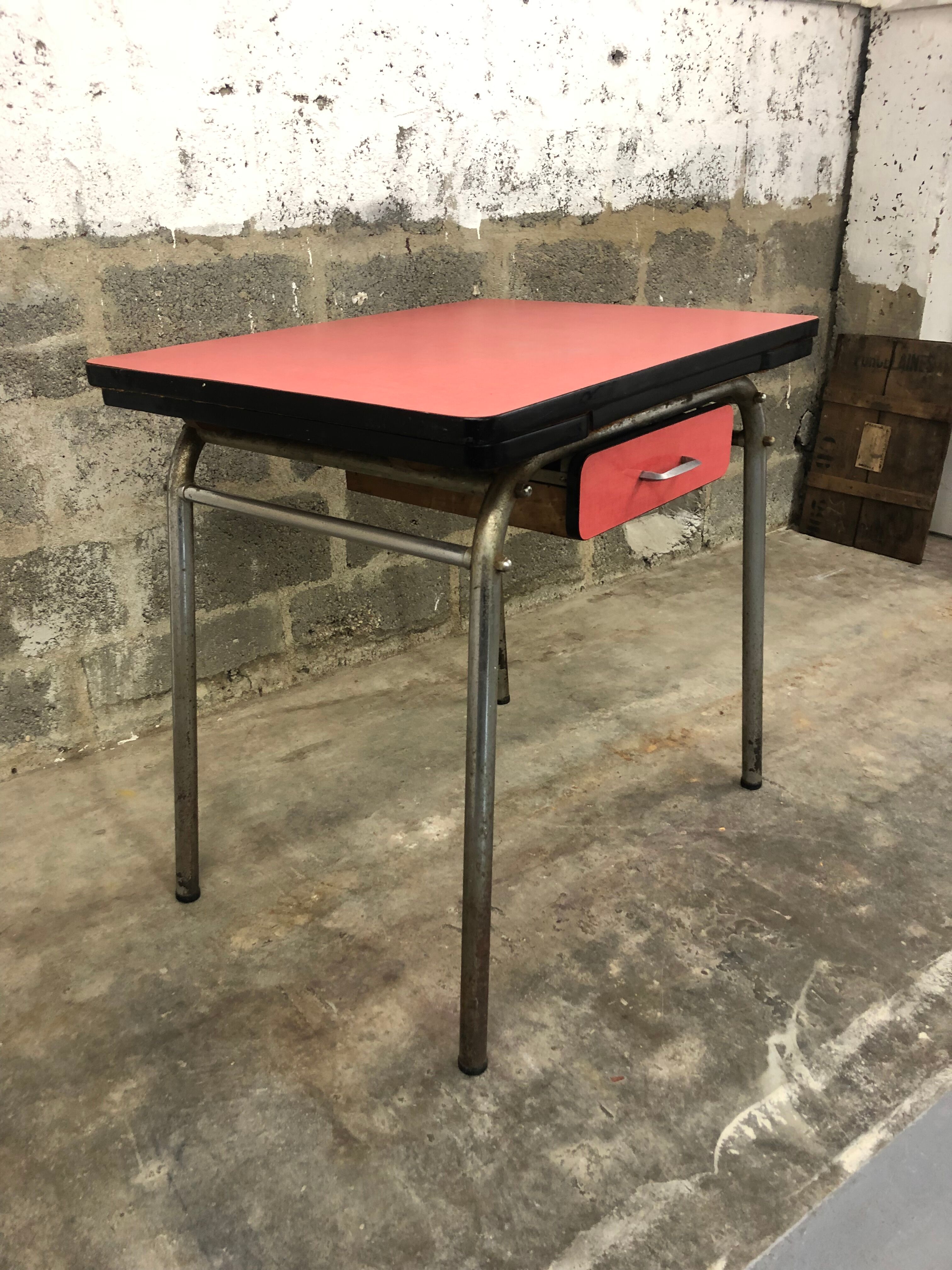 Red formica table