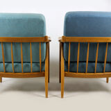 Mid-Century Scandinavian Blue & Turquoise Armchairs, 1960s, Set of 2